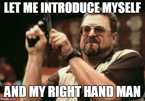 Am I The Only One Around Here Meme | LET ME INTRODUCE MYSELF; AND MY RIGHT HAND MAN | image tagged in memes,am i the only one around here | made w/ Imgflip meme maker