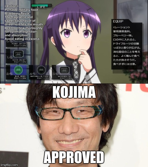 I Just Saw This on "Is the Order a Rabbit?" and It Screamed Meme | KOJIMA; APPROVED | image tagged in memes,anime,metal gear solid,hideo kojima,is the order a rabbit,kojima approves | made w/ Imgflip meme maker