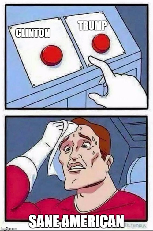 Two Buttons Meme | TRUMP; CLINTON; SANE AMERICAN | image tagged in hard choice to make | made w/ Imgflip meme maker