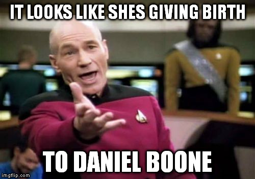 Picard Wtf Meme | IT LOOKS LIKE SHES GIVING BIRTH TO DANIEL BOONE | image tagged in memes,picard wtf | made w/ Imgflip meme maker