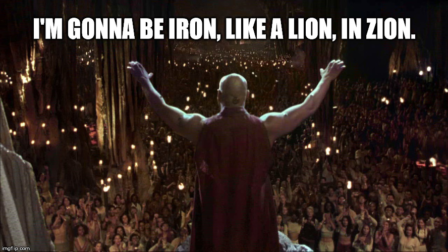 I'M GONNA BE IRON, LIKE A LION, IN ZION. | image tagged in zion | made w/ Imgflip meme maker