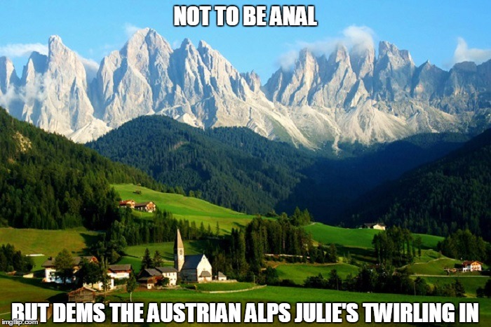 NOT TO BE ANAL BUT DEMS THE AUSTRIAN ALPS JULIE'S TWIRLING IN | made w/ Imgflip meme maker