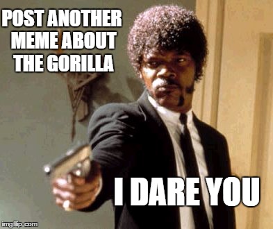 Say That Again I Dare You Meme | POST ANOTHER MEME ABOUT THE GORILLA; I DARE YOU | image tagged in memes,say that again i dare you,gorilla,funny | made w/ Imgflip meme maker