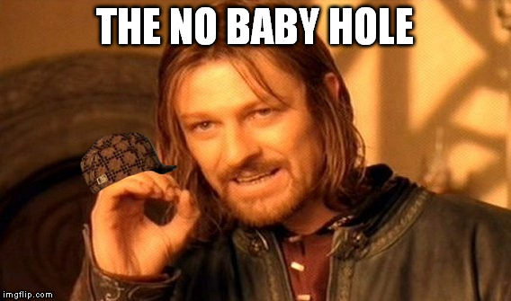 One Does Not Simply Meme | THE NO BABY HOLE | image tagged in memes,one does not simply,scumbag | made w/ Imgflip meme maker