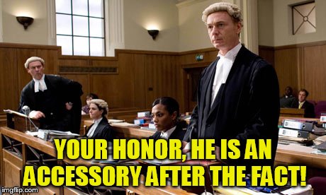 YOUR HONOR, HE IS AN ACCESSORY AFTER THE FACT! | made w/ Imgflip meme maker