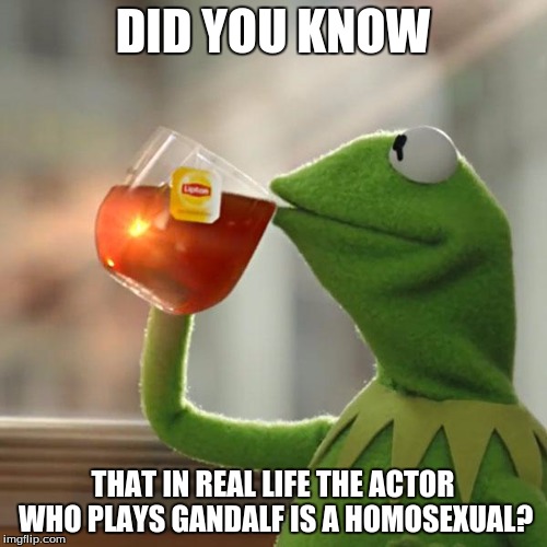 But That's None Of My Business Meme | DID YOU KNOW THAT IN REAL LIFE THE ACTOR WHO PLAYS GANDALF IS A HOMOSEXUAL? | image tagged in memes,but thats none of my business,kermit the frog | made w/ Imgflip meme maker