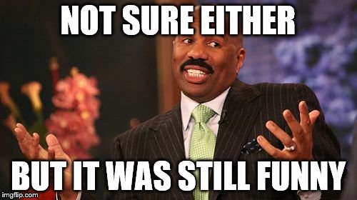 Steve Harvey Meme | NOT SURE EITHER BUT IT WAS STILL FUNNY | image tagged in memes,steve harvey | made w/ Imgflip meme maker