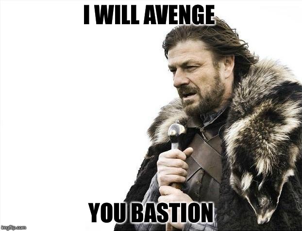 Brace Yourselves X is Coming | I WILL AVENGE; YOU BASTION | image tagged in memes,brace yourselves x is coming | made w/ Imgflip meme maker