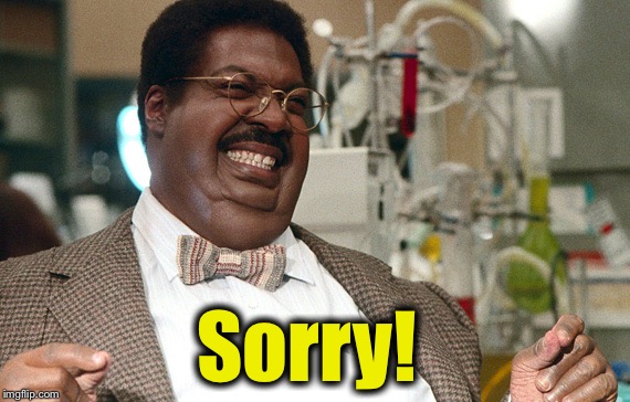 Nutty Professor  | Sorry! | image tagged in nutty professor | made w/ Imgflip meme maker