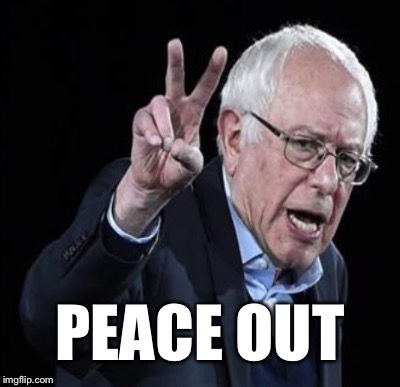 PEACE OUT | image tagged in bernie sanders | made w/ Imgflip meme maker