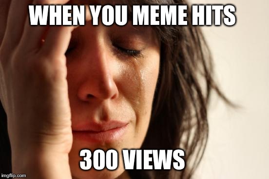 First World Problems | WHEN YOU MEME HITS; 300 VIEWS | image tagged in memes,first world problems | made w/ Imgflip meme maker