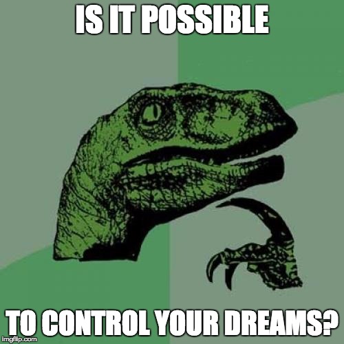 Philosoraptor | IS IT POSSIBLE; TO CONTROL YOUR DREAMS? | image tagged in memes,philosoraptor | made w/ Imgflip meme maker