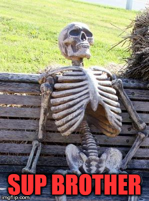 Waiting Skeleton Meme | SUP BROTHER | image tagged in memes,waiting skeleton | made w/ Imgflip meme maker