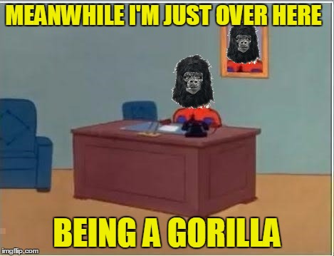 MEANWHILE I'M JUST OVER HERE BEING A GORILLA | made w/ Imgflip meme maker