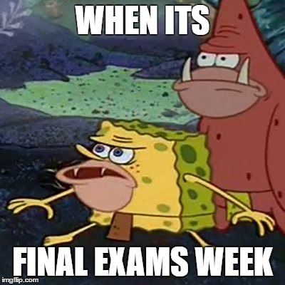 Spung | WHEN ITS; FINAL EXAMS WEEK | image tagged in exams | made w/ Imgflip meme maker