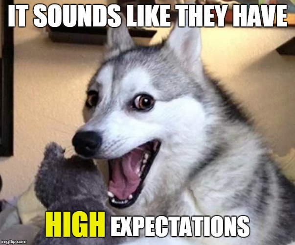 IT SOUNDS LIKE THEY HAVE EXPECTATIONS HIGH | made w/ Imgflip meme maker