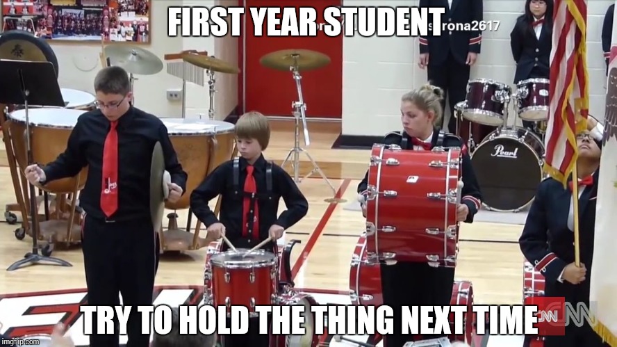 FIRST YEAR STUDENT; TRY TO HOLD THE THING NEXT TIME | image tagged in butterfingers | made w/ Imgflip meme maker