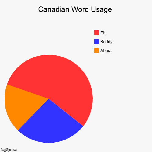 Canadian Word Usage | image tagged in funny,pie charts,canadian,eh,aboot,buddy | made w/ Imgflip chart maker