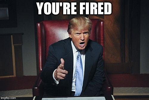 Donald Trump You're Fired | YOU'RE FIRED | image tagged in donald trump you're fired | made w/ Imgflip meme maker