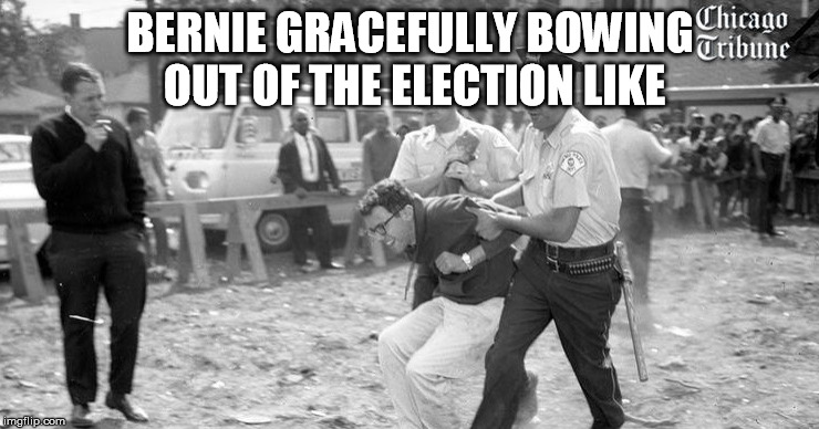 Berned at the stake | BERNIE GRACEFULLY BOWING OUT OF THE ELECTION LIKE | image tagged in bernie sanders,bernie or hillary,bernie2016,bernie | made w/ Imgflip meme maker