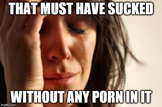 First World Problems Meme | THAT MUST HAVE SUCKED WITHOUT ANY PORN IN IT | image tagged in memes,first world problems | made w/ Imgflip meme maker