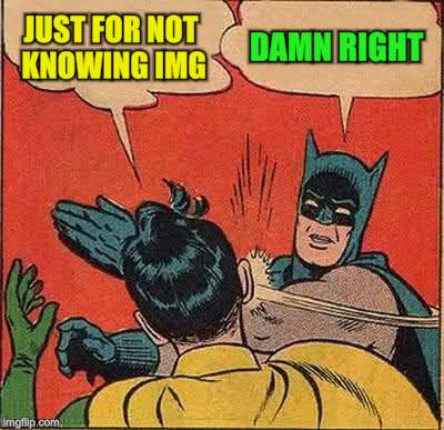 Batman Slapping Robin Meme | JUST FOR NOT KNOWING IMG DAMN RIGHT | image tagged in memes,batman slapping robin | made w/ Imgflip meme maker