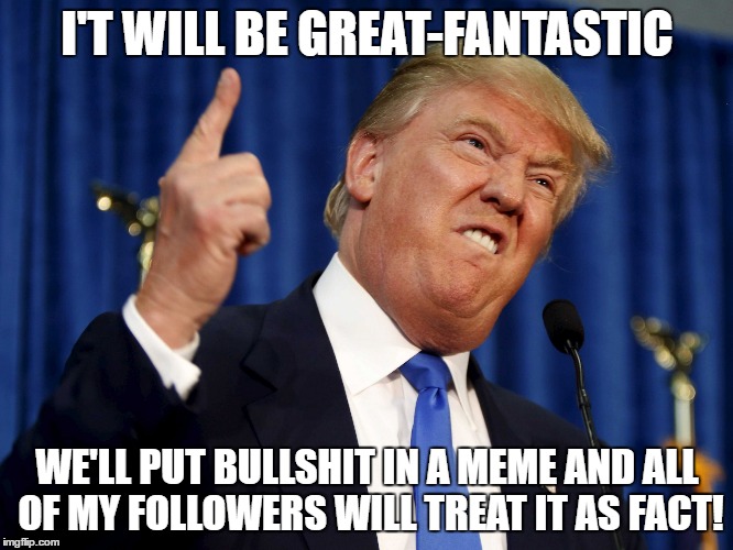 I'T WILL BE GREAT-FANTASTIC; WE'LL PUT BULLSHIT IN A MEME AND ALL OF MY FOLLOWERS WILL TREAT IT AS FACT! | image tagged in proud drumpf | made w/ Imgflip meme maker