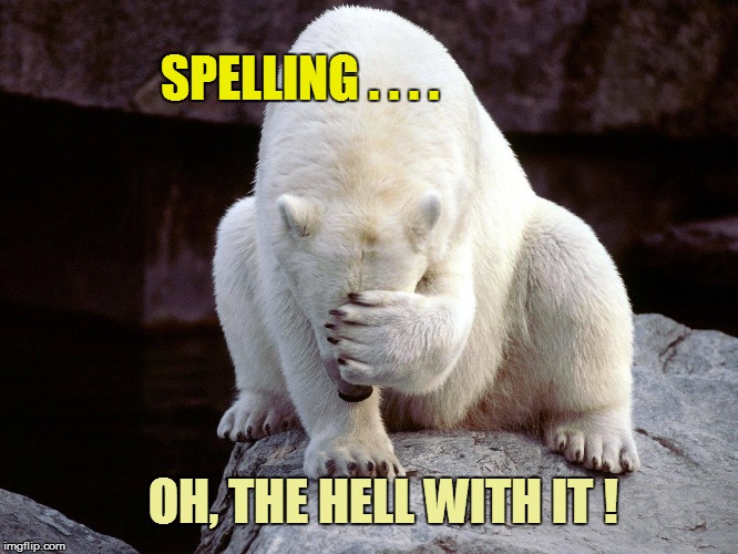 SPELLING . . . . OH, THE HELL WITH IT ! | made w/ Imgflip meme maker