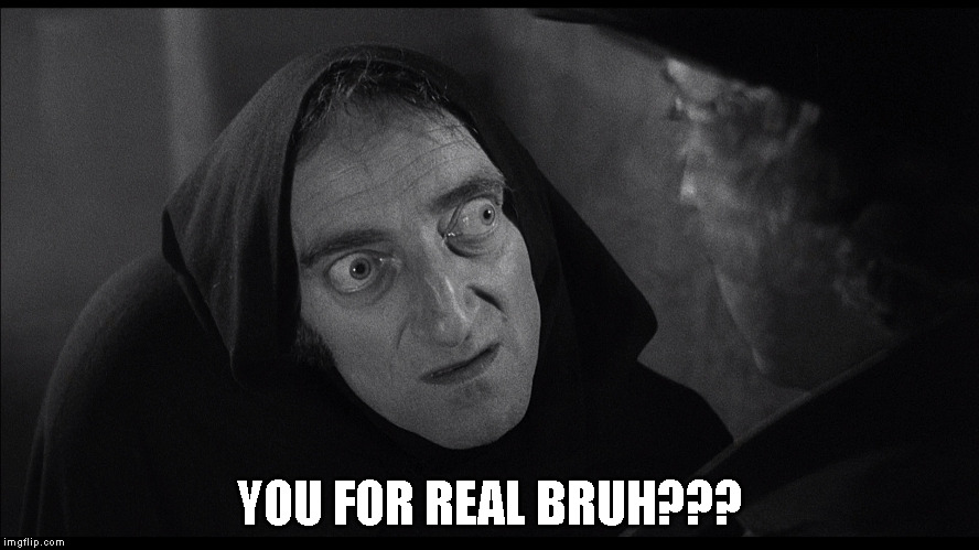 YOU FOR REAL BRUH??? | image tagged in young frankenstein | made w/ Imgflip meme maker