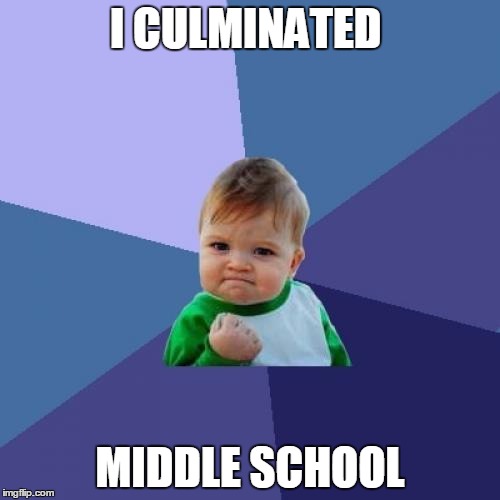 I did it! | I CULMINATED; MIDDLE SCHOOL | image tagged in memes,success kid | made w/ Imgflip meme maker