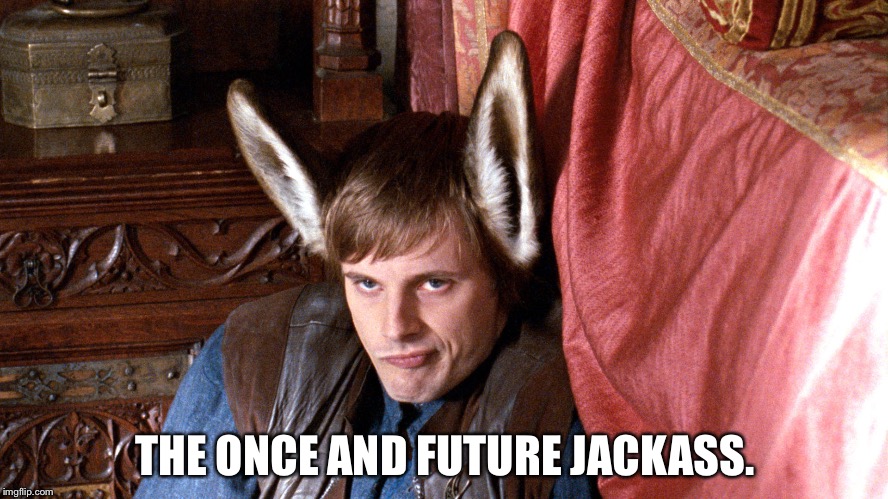 THE ONCE AND FUTURE JACKASS. | image tagged in arthur the donkey | made w/ Imgflip meme maker