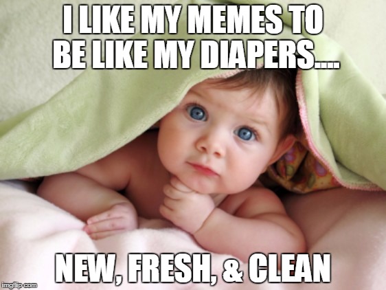 I LIKE MY MEMES TO BE LIKE MY DIAPERS.... NEW, FRESH, & CLEAN | image tagged in baby | made w/ Imgflip meme maker