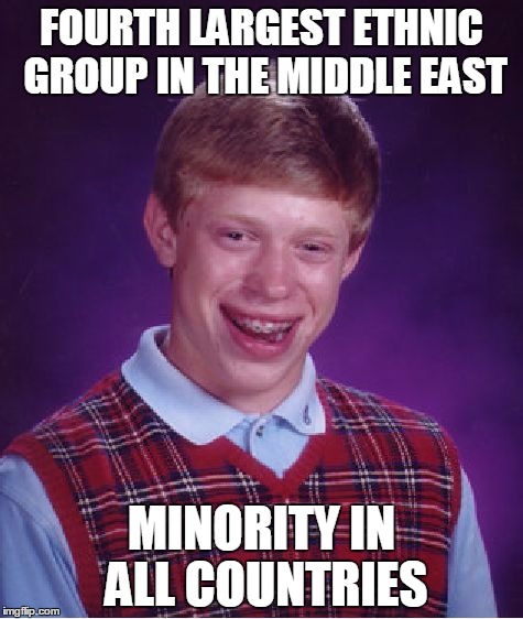 Bad Luck Brian Meme | FOURTH LARGEST ETHNIC GROUP IN THE MIDDLE EAST; MINORITY IN ALL COUNTRIES | image tagged in memes,bad luck brian | made w/ Imgflip meme maker