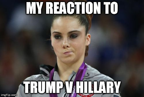 Not Impressed |  MY REACTION TO; TRUMP V HILLARY | image tagged in memes,mckayla maroney not impressed,trump,hillary,not impressed,funny | made w/ Imgflip meme maker
