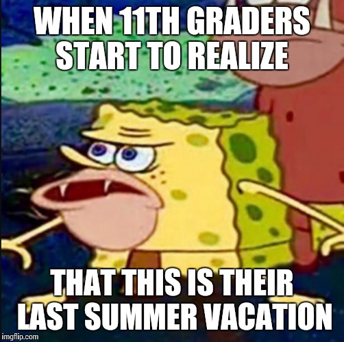 Class of 2017 | WHEN 11TH GRADERS START TO REALIZE; THAT THIS IS THEIR LAST SUMMER VACATION | image tagged in funny memes | made w/ Imgflip meme maker