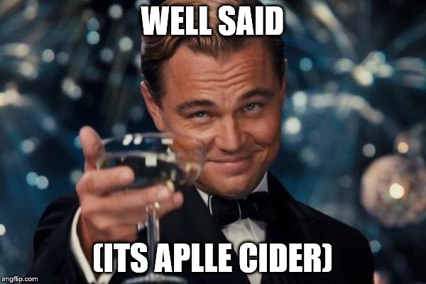 Leonardo Dicaprio Cheers Meme | WELL SAID (ITS APLLE CIDER) | image tagged in memes,leonardo dicaprio cheers | made w/ Imgflip meme maker