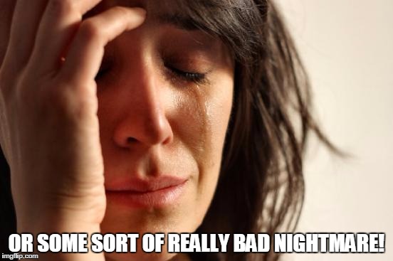 First World Problems Meme | OR SOME SORT OF REALLY BAD NIGHTMARE! | image tagged in memes,first world problems | made w/ Imgflip meme maker