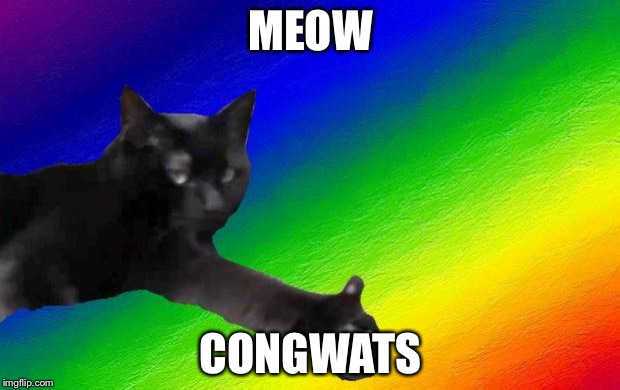 CongratsCat | MEOW; CONGWATS | image tagged in congratscat | made w/ Imgflip meme maker