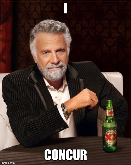 The Most Interesting Man In The World Meme | I CONCUR | image tagged in memes,the most interesting man in the world | made w/ Imgflip meme maker