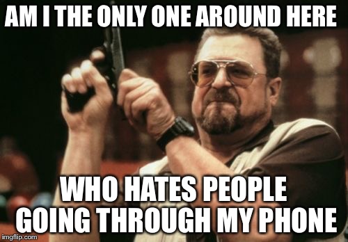 Am I The Only One Around Here | AM I THE ONLY ONE AROUND HERE; WHO HATES PEOPLE GOING THROUGH MY PHONE | image tagged in memes,am i the only one around here | made w/ Imgflip meme maker