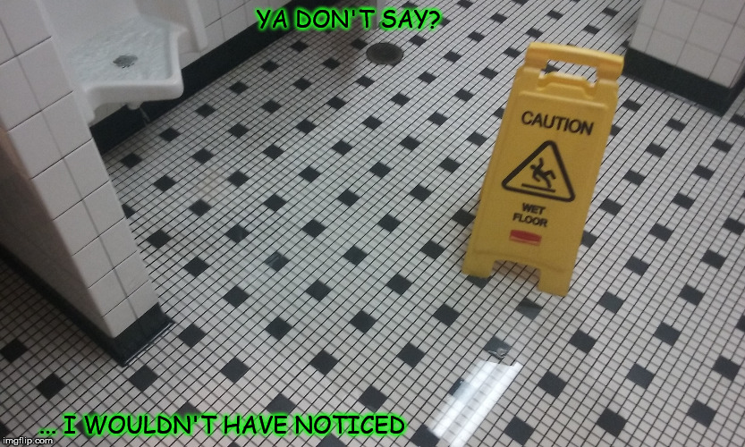 Restaurant Bathroom | YA DON'T SAY? ... I WOULDN'T HAVE NOTICED | image tagged in bathroom,sign | made w/ Imgflip meme maker