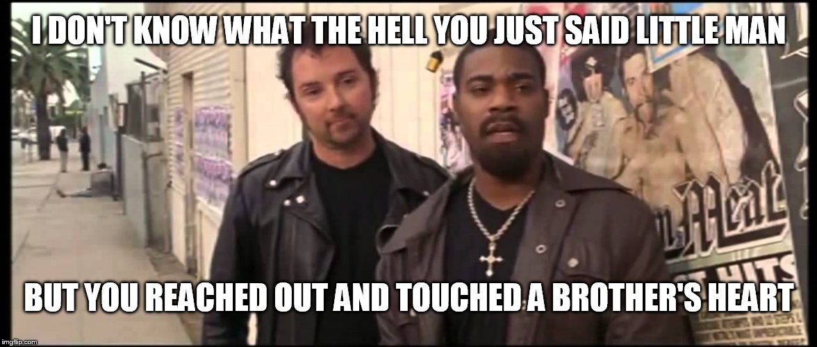Tracy Morgan  | I DON'T KNOW WHAT THE HELL YOU JUST SAID LITTLE MAN BUT YOU REACHED OUT AND TOUCHED A BROTHER'S HEART | image tagged in tracy morgan | made w/ Imgflip meme maker