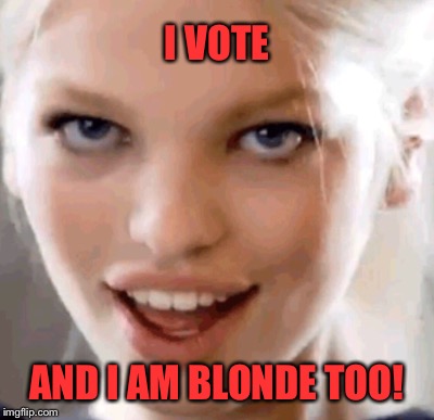 I VOTE AND I AM BLONDE TOO! | made w/ Imgflip meme maker