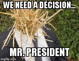 strawman | WE NEED A DECISION... MR. PRESIDENT | image tagged in strawman | made w/ Imgflip meme maker
