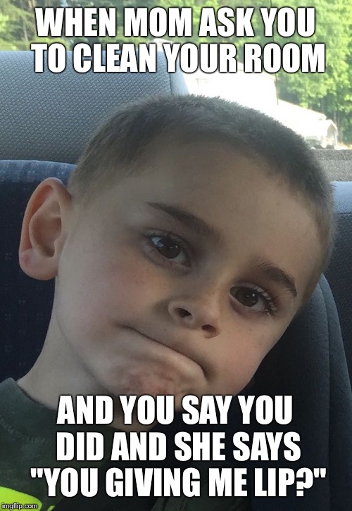 Ebby | WHEN MOM ASK YOU TO CLEAN YOUR ROOM; AND YOU SAY YOU DID AND SHE SAYS "YOU GIVING ME LIP?" | image tagged in ebby | made w/ Imgflip meme maker