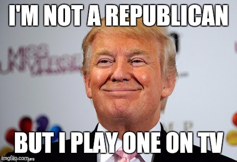 Donald trump approves | I'M NOT A REPUBLICAN; BUT I PLAY ONE ON TV | image tagged in donald trump approves | made w/ Imgflip meme maker