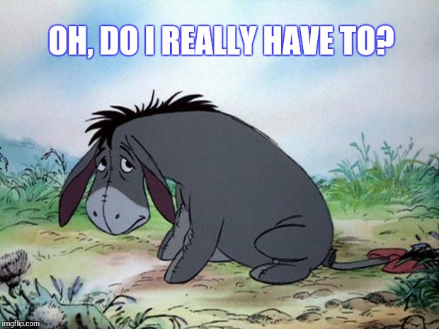 eeyore | OH, DO I REALLY HAVE TO? | image tagged in eeyore | made w/ Imgflip meme maker