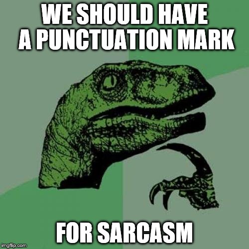 I think some languages already have this! | WE SHOULD HAVE A PUNCTUATION MARK; FOR SARCASM | image tagged in memes,philosoraptor | made w/ Imgflip meme maker