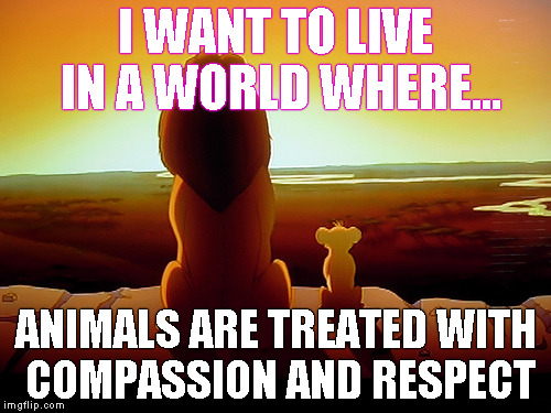 Lion King | I WANT TO LIVE IN A WORLD WHERE... ANIMALS ARE TREATED WITH COMPASSION AND RESPECT | image tagged in memes,lion king | made w/ Imgflip meme maker