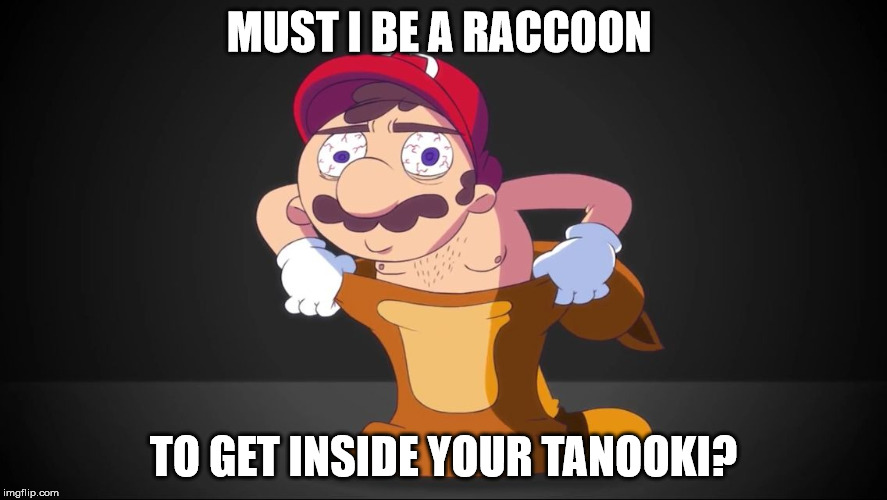 MUST I BE A RACCOON; TO GET INSIDE YOUR TANOOKI? | image tagged in mario,tanooki,game grumps | made w/ Imgflip meme maker
